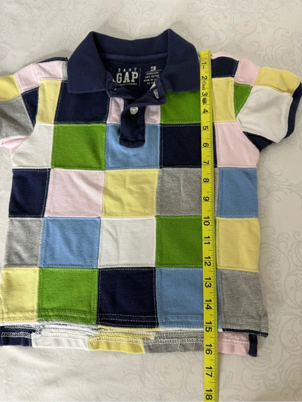 Vintage Y2K Baby Gap Preppy Patchwork Colorblock Cotton Polo Shirt Size 3 Years